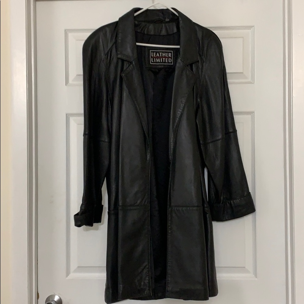 Leather trench coat